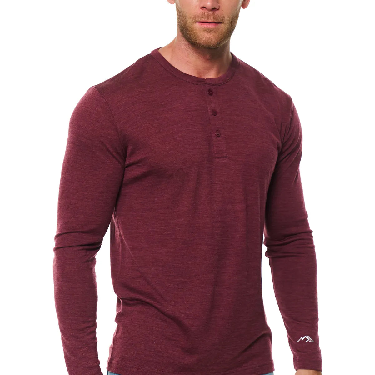 Men's Merino Wool Long Sleeve Henley Shirt 170 Burgundy – Merino Tech