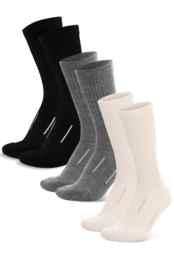 Merino Wool Hiking Socks, multicolor: Jet Black, Pearl Grey, Natural White