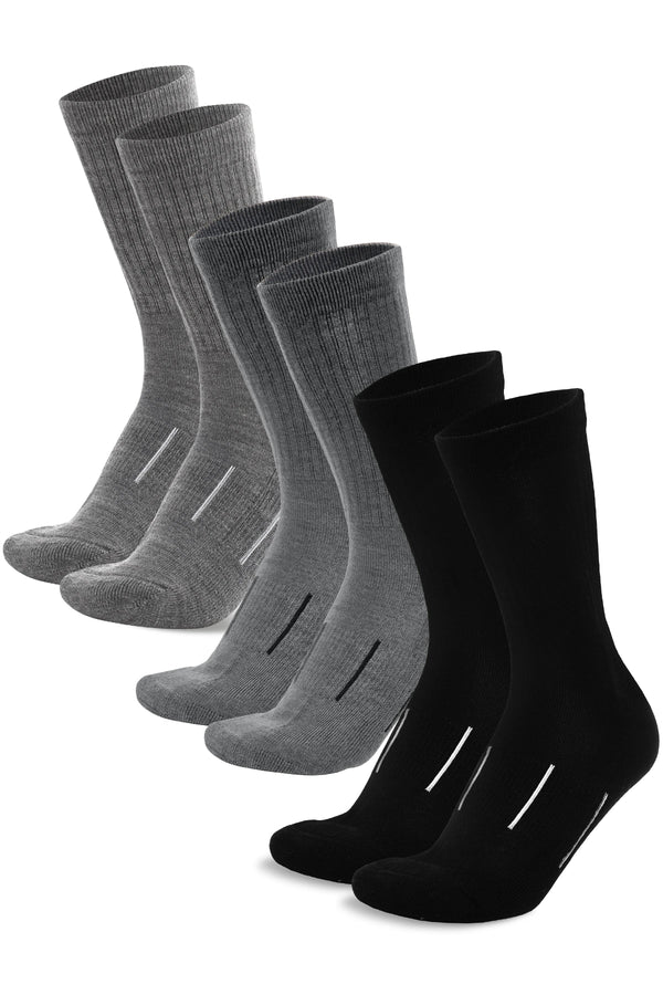 Merino Wool Hiking Socks, multicolor: Jet Black, Steel Grey, Pearl Grey