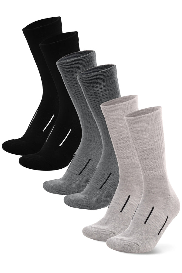 Merino Wool Hiking Socks, multicolor: Smoke Grey, Steel Grey, Jet Black