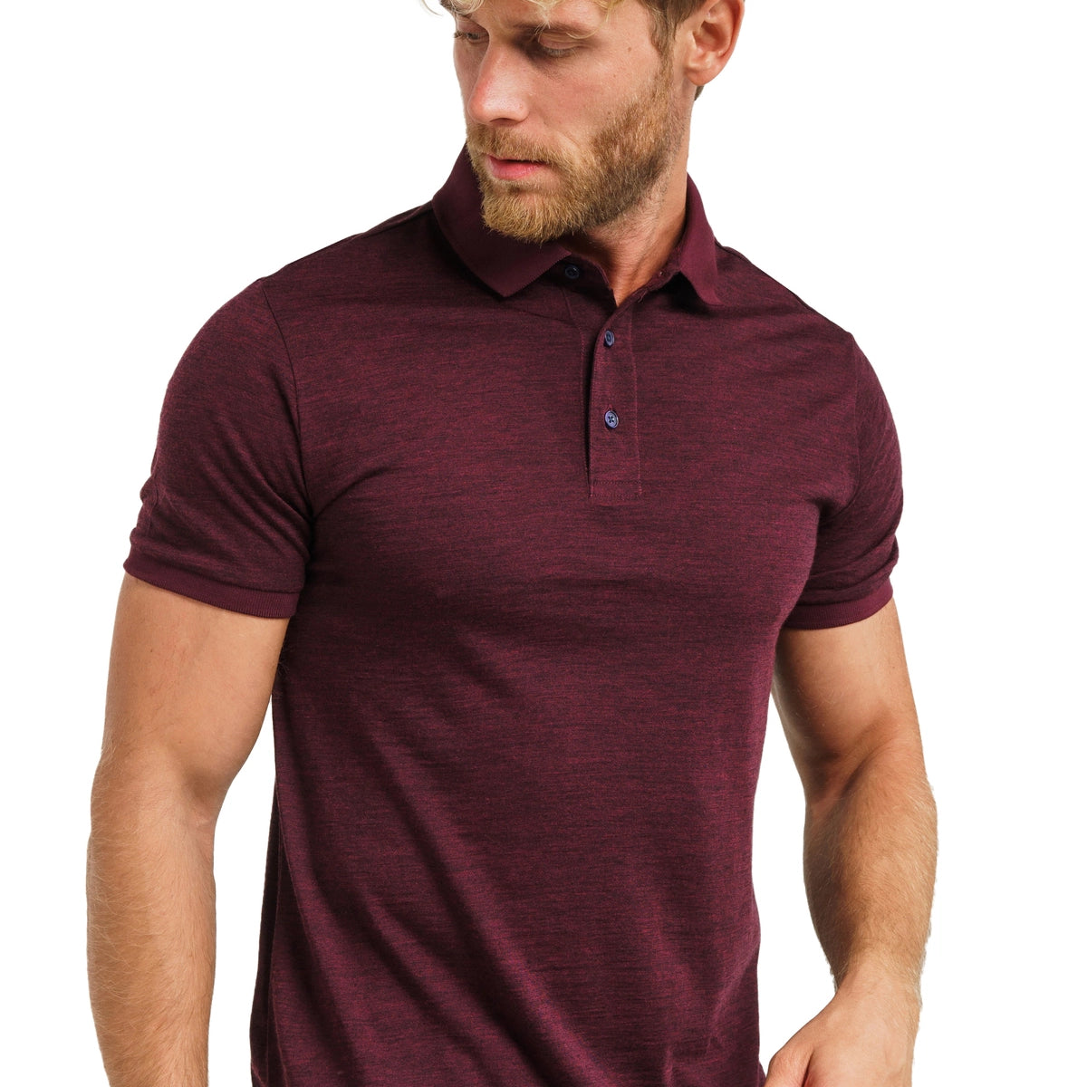 Men's Merino Polo 165 Maroon | Lightweight Everyday Comfort