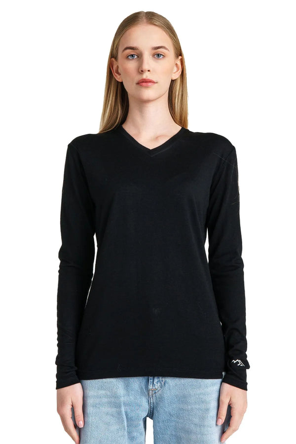 Merino Mujer Manga Larga 165 Negro | Cuello en V