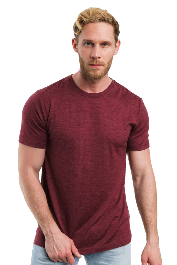 Men's Merino T-shirt 180 Burgundy Melange