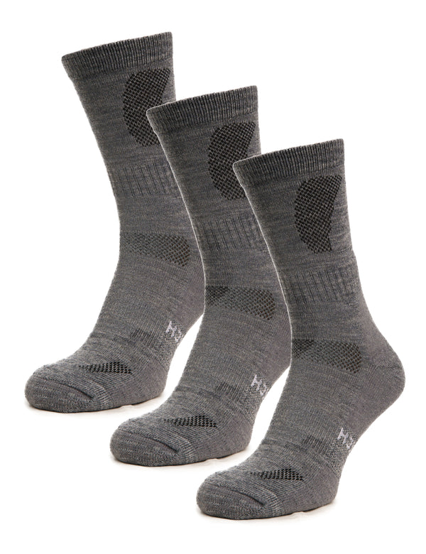 Merino Wool Hiking Socks, 3 pack, Light Grey