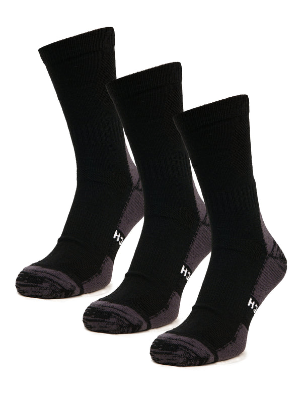 Merino Wool Hiking Socks, 3 pack, Black