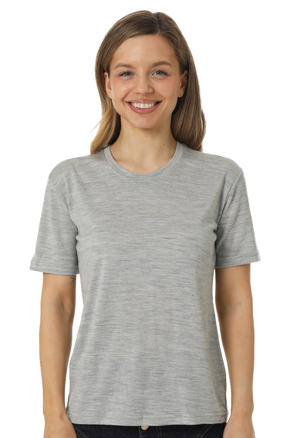 Women's Merino T-shirt 180 Heather Grey Crewneck