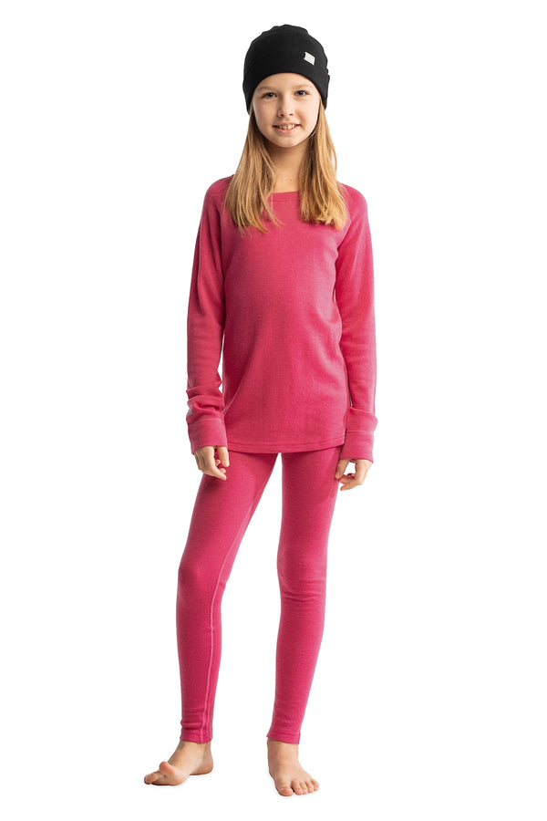 Kids' Merino Set Pink + Black Beanie