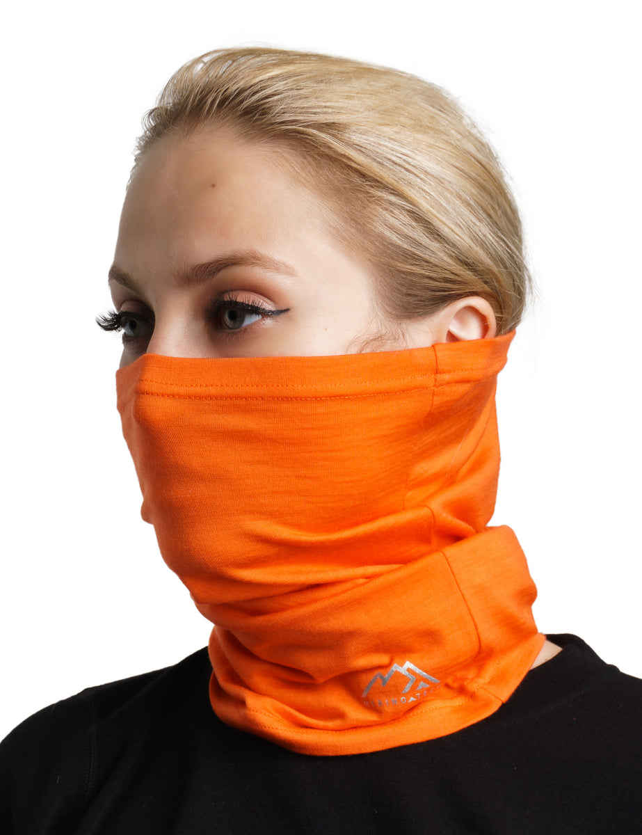 Merino Neck Gaiter Tiger Orange Cold weather buff Merino Tech