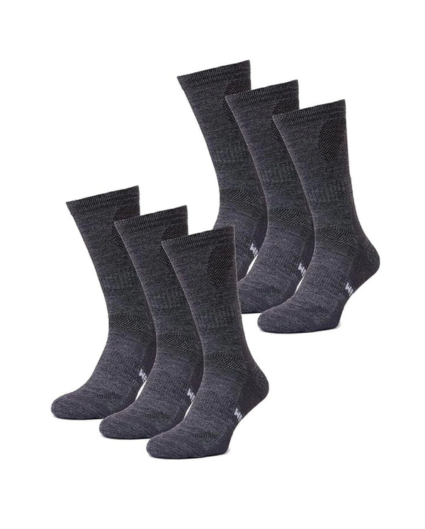 Merino Wool Hiking Socks, 6 pack, Charcoal Grey