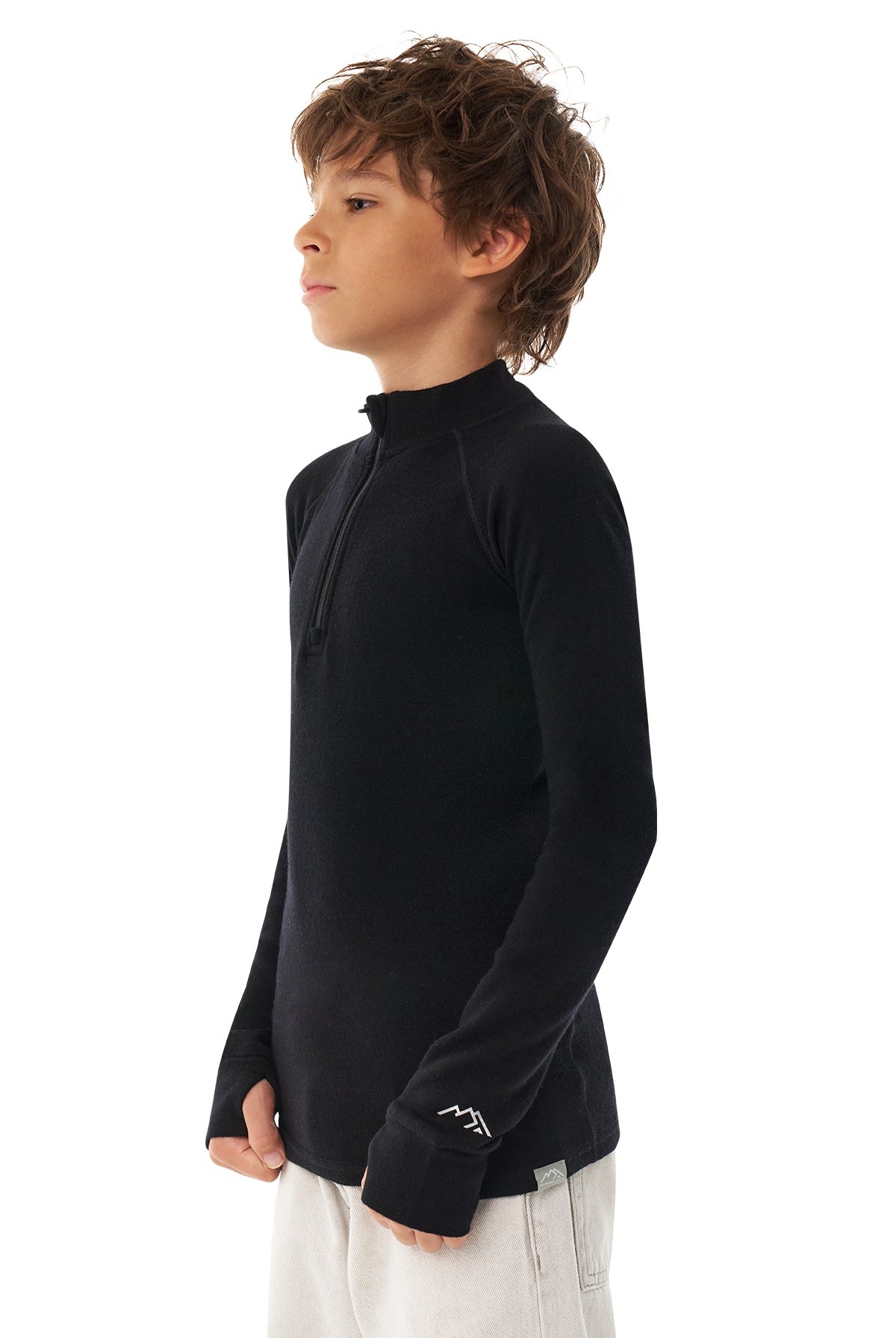 Kids' Merino Half Zip Long Sleeve 250 Black — view 7