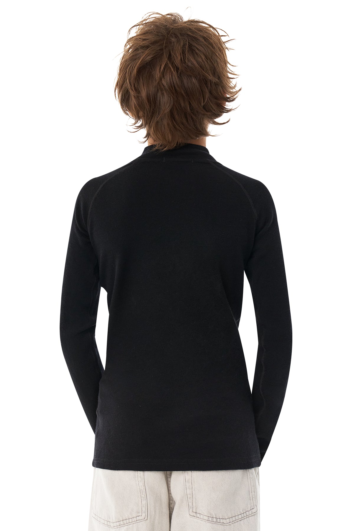Kids' Merino Half Zip Long Sleeve 250 Black — view 6