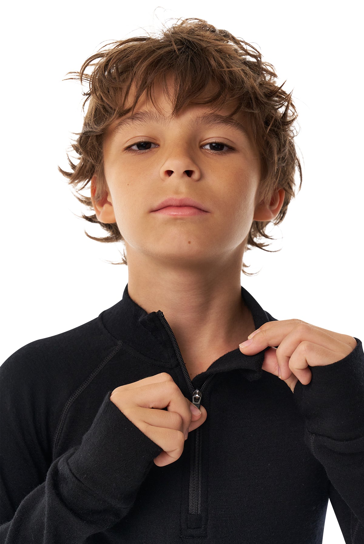 Kids' Merino Half Zip Long Sleeve 250 Black — view 8