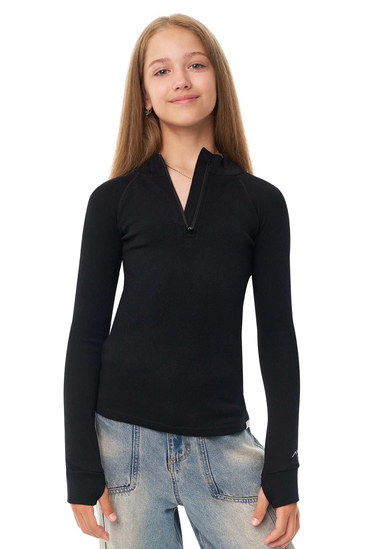Kids' Merino Half Zip Long Sleeve 250 Black