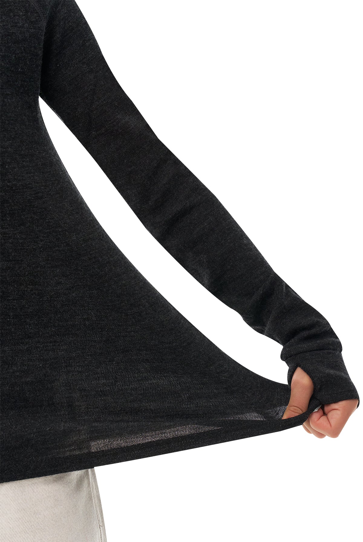Kids' Merino Half Zip Long Sleeve 250 Charcoal Grey — view 9