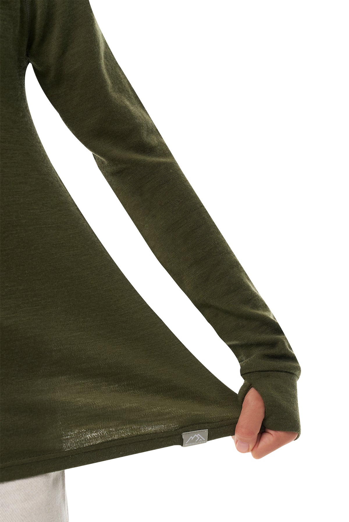 Kids' Merino Half Zip Long Sleeve 250 Dark Olive — view 9
