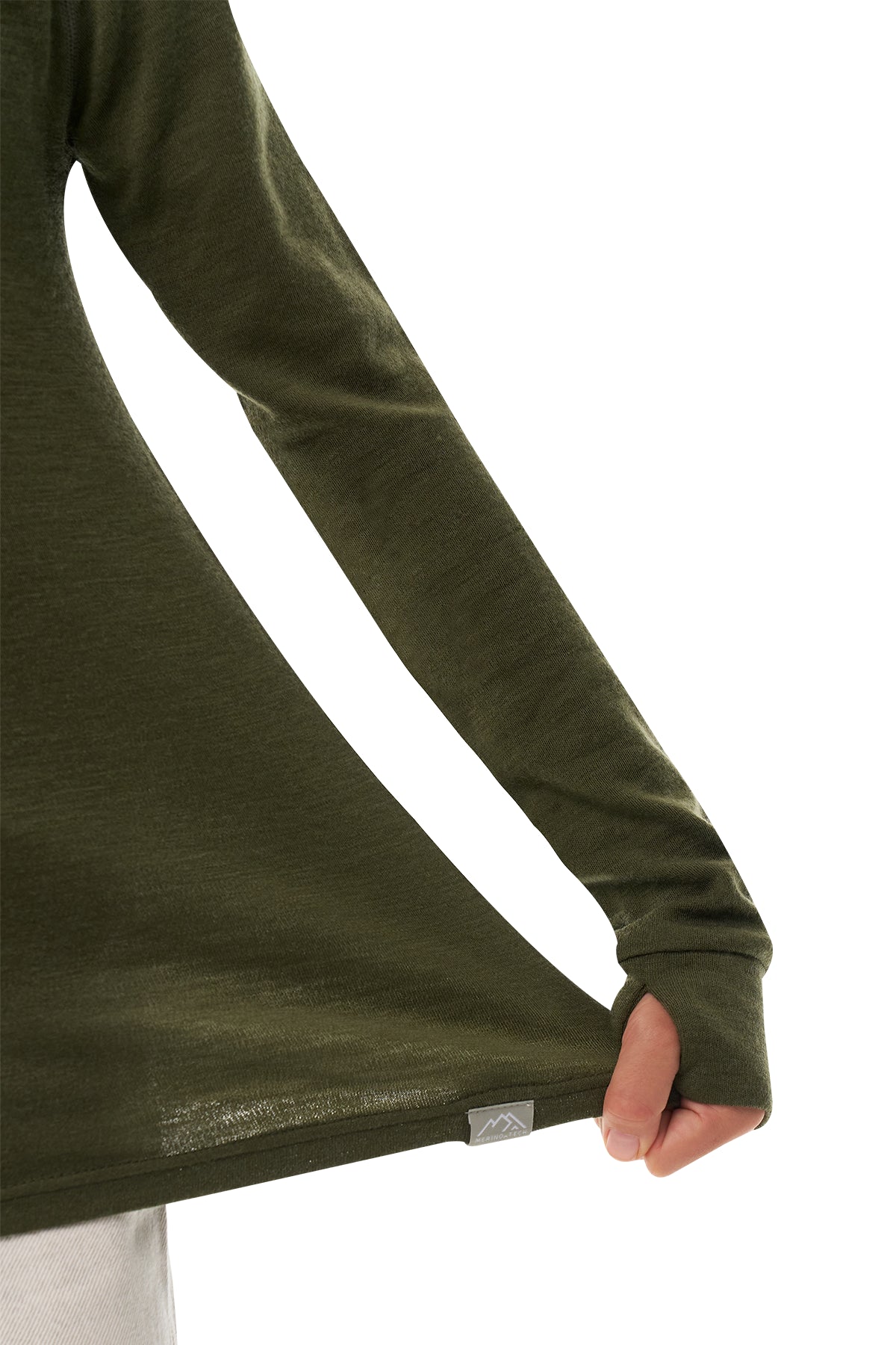 Kids' Merino Half Zip Long Sleeve 250 Dark Olive — view 9