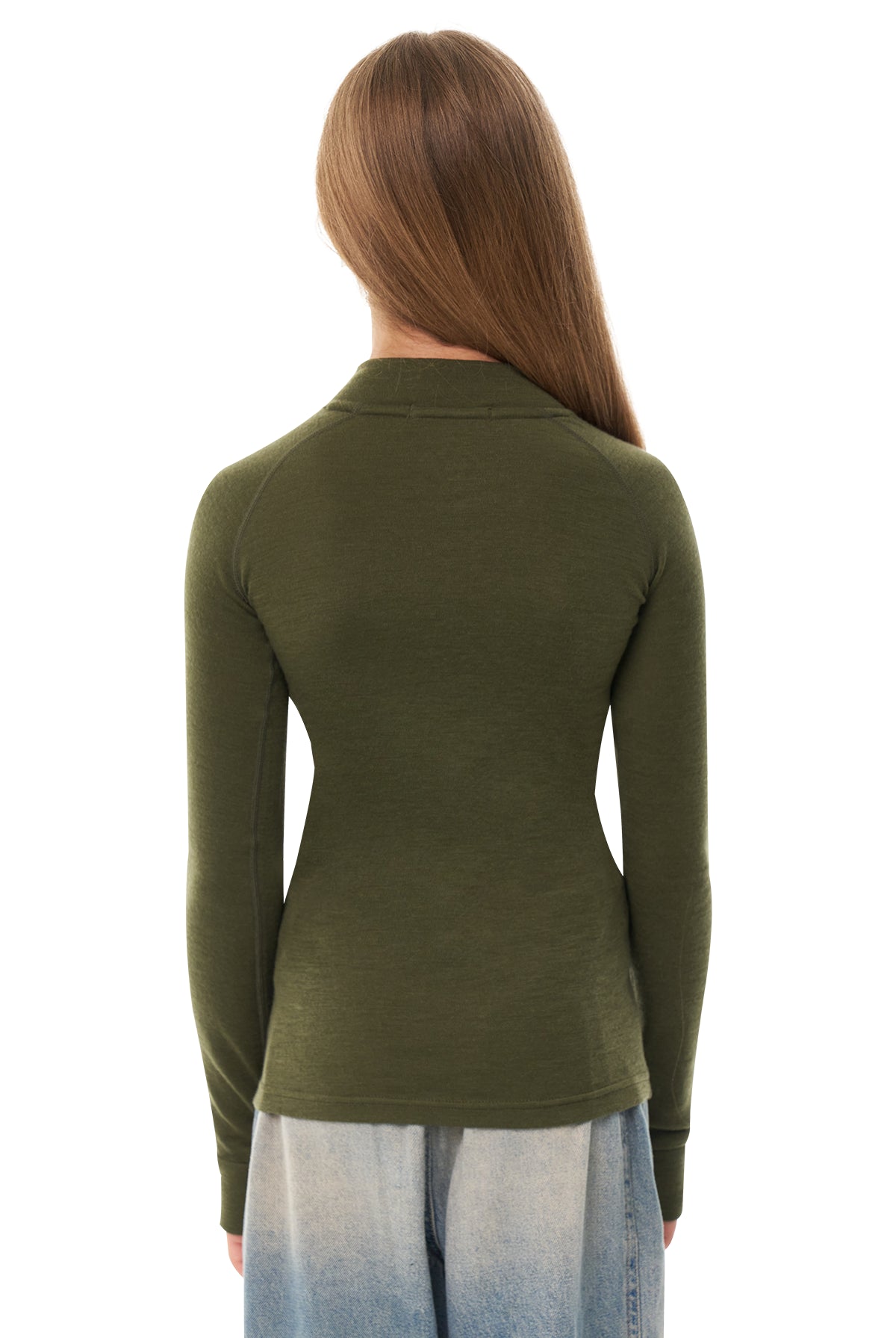 Kids' Merino Half Zip Long Sleeve 250 Dark Olive — view 2