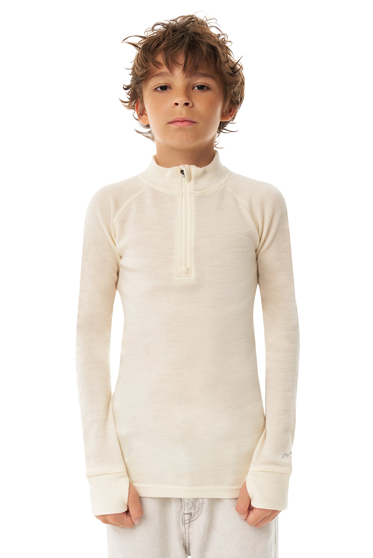 Kids' Merino Half Zip Long Sleeve 250 Natural White — view 5