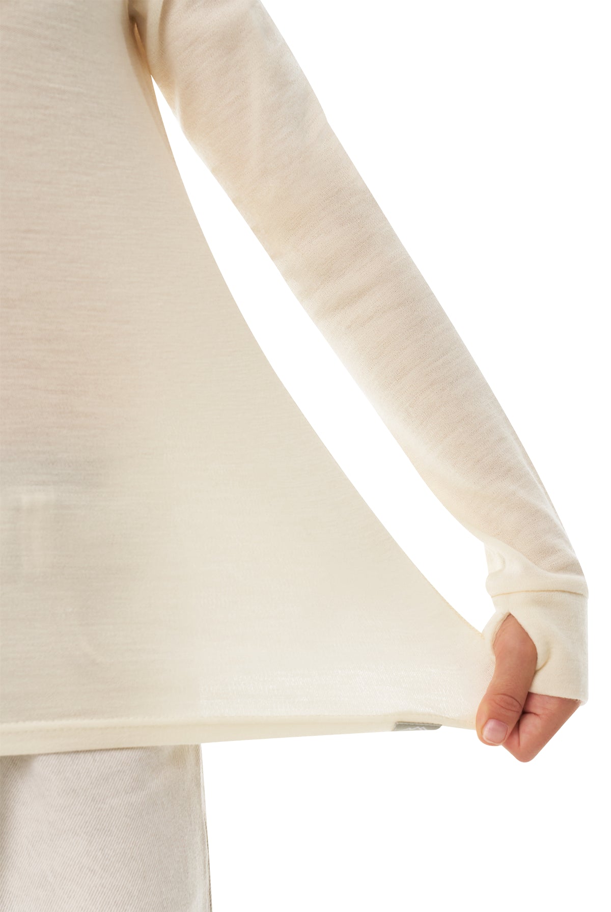 Kids' Merino Half Zip Long Sleeve 250 Natural White — view 9