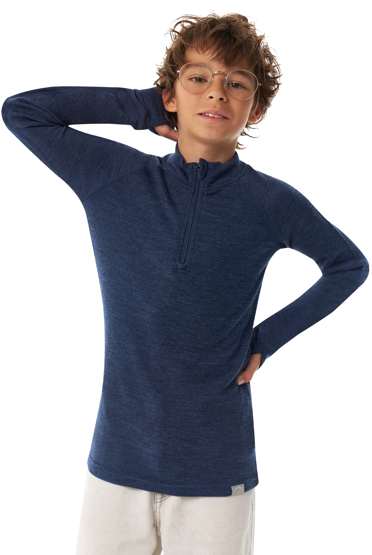 Kids' Merino Half Zip Long Sleeve 250 Navy — view 5