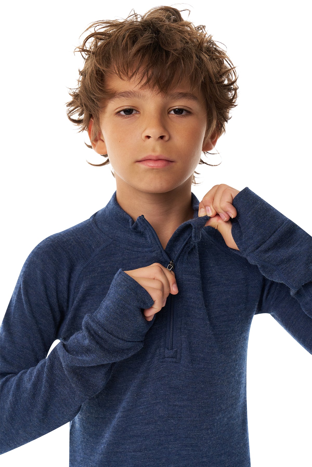 Kids' Merino Half Zip Long Sleeve 250 Navy — view 8