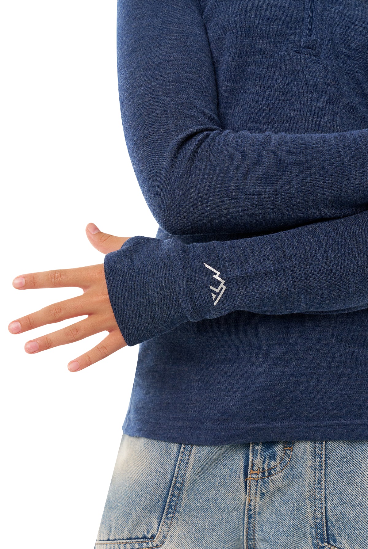 Kids' Merino Half Zip Long Sleeve 250 Navy — view 4