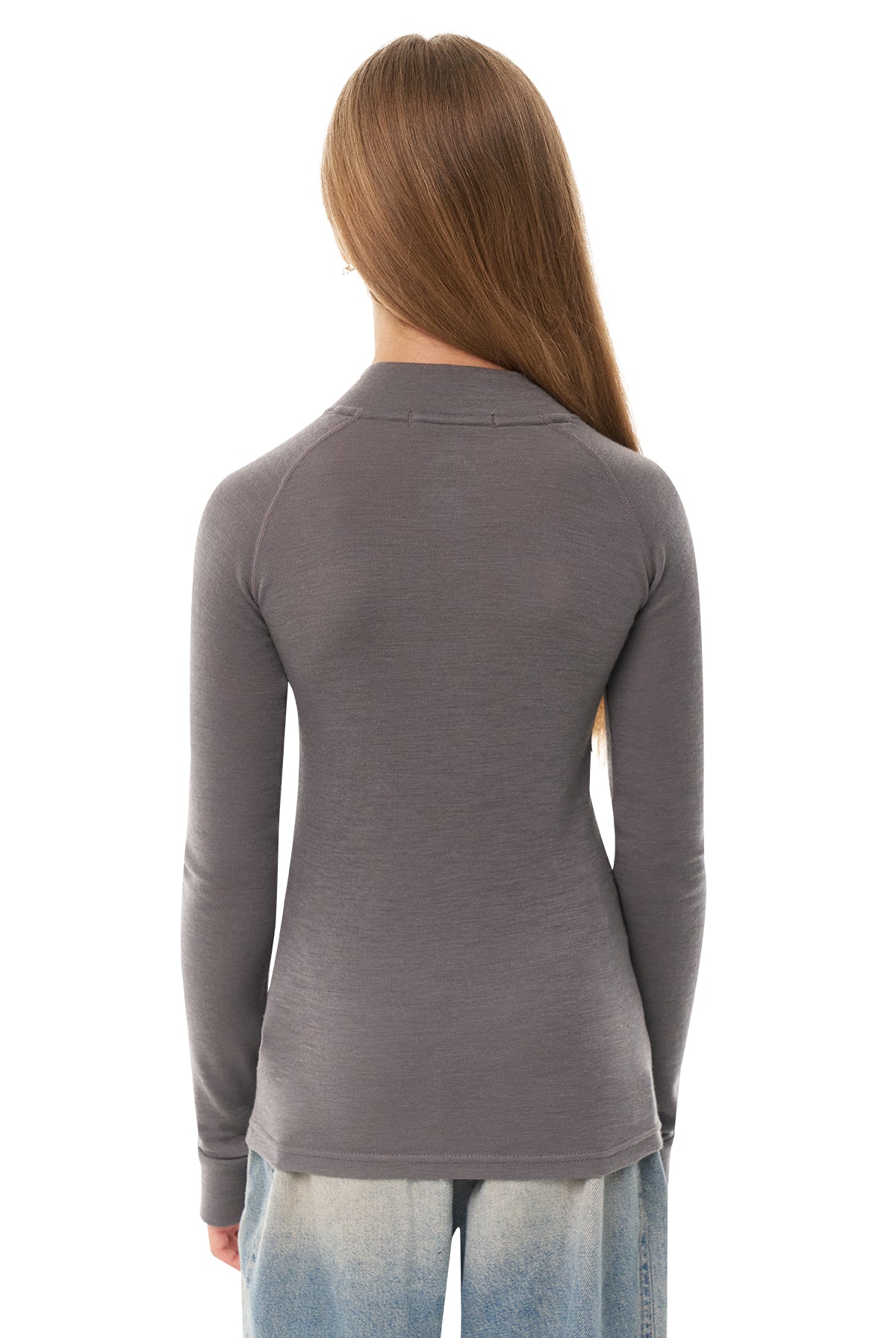 Kids' Merino Half Zip Long Sleeve 250 Perfect Grey — view 2