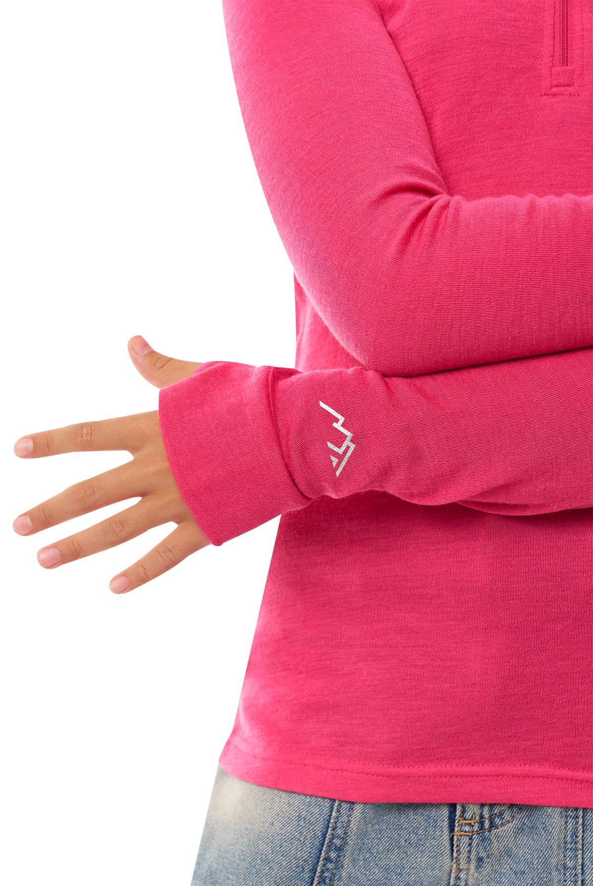 Kids' Merino Half Zip Long Sleeve 250 Pink — view 5