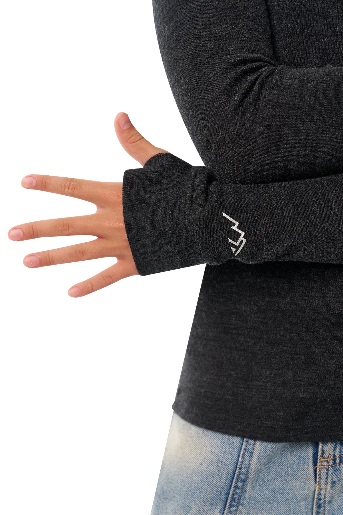 Kids' Merino Half Zip Long Sleeve 250 Charcoal Grey — view 4