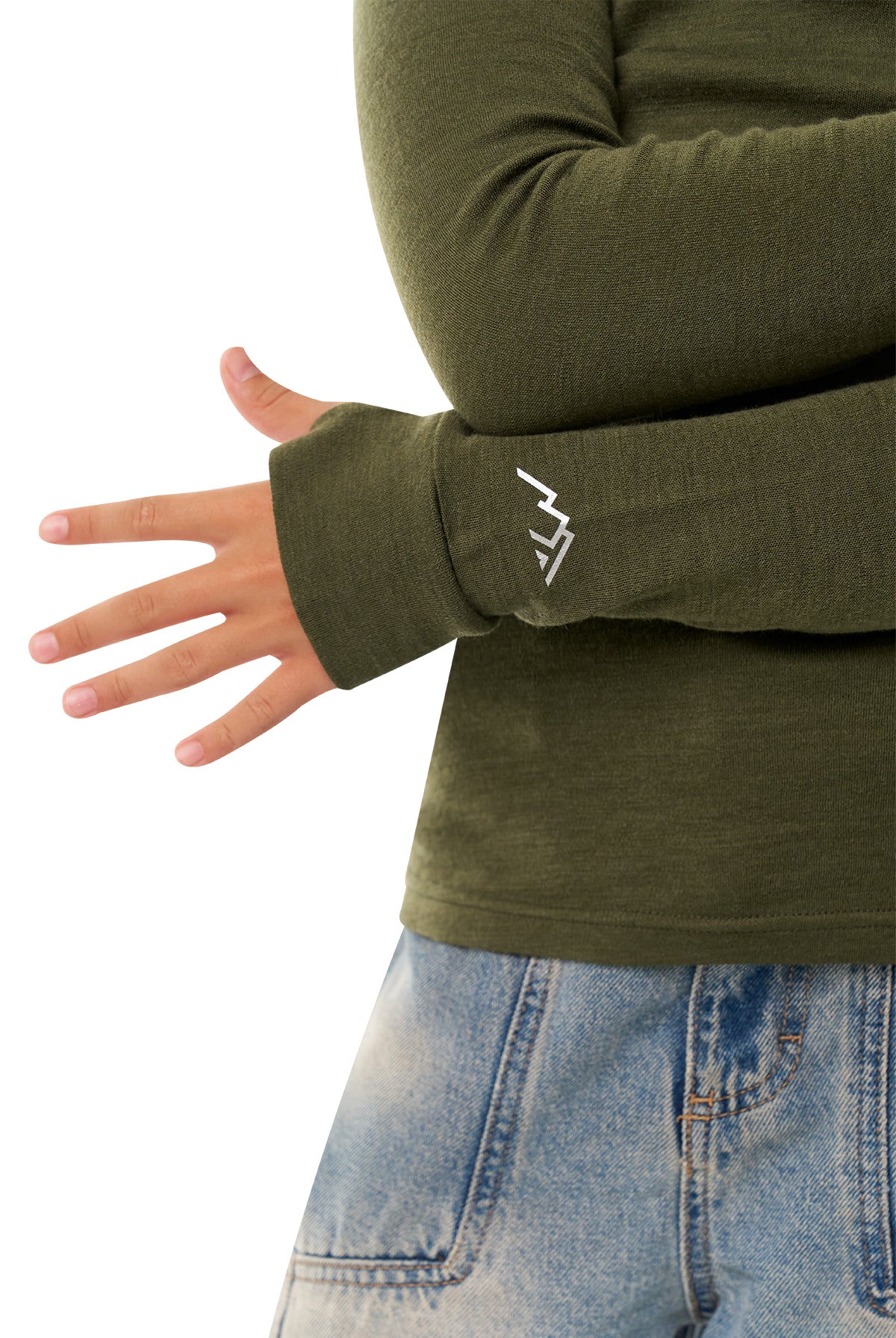 Kids' Merino Half Zip Long Sleeve 250 Dark Olive — view 4