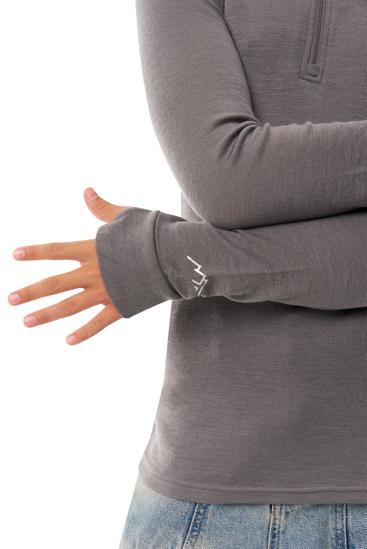 Kids' Merino Half Zip Long Sleeve 250 Perfect Grey — view 4
