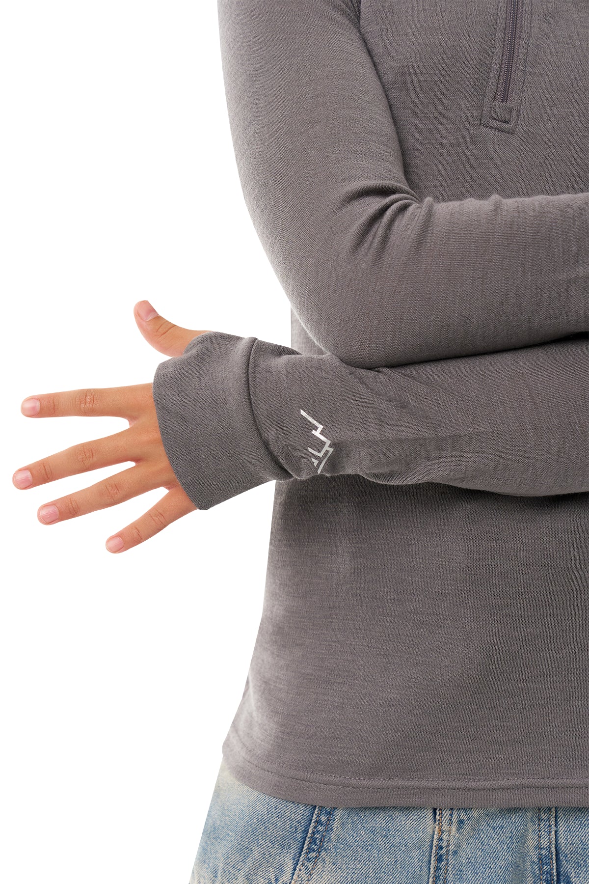 Kids' Merino Half Zip Long Sleeve 250 Perfect Grey — view 4