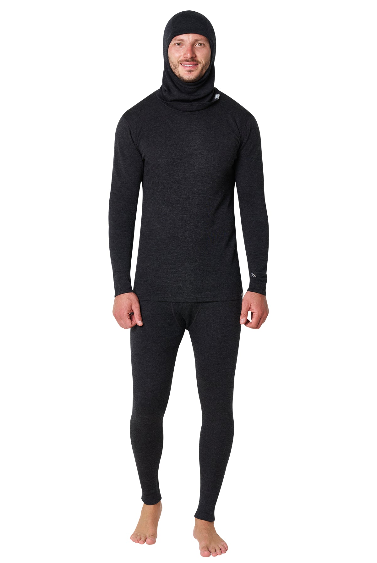 Men's Charcoal Grey Merino Wool Set 320 + Balaclava