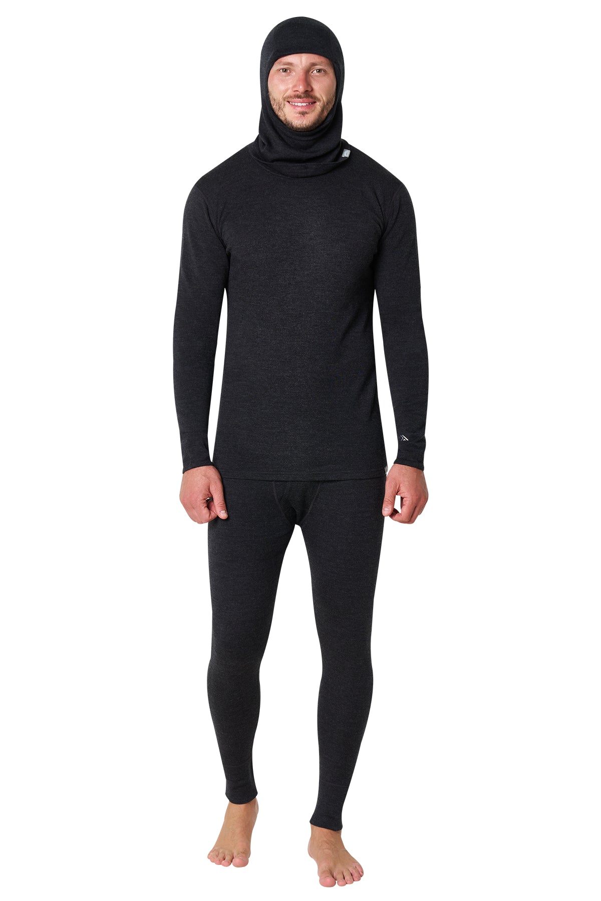 Men's Charcoal Grey Merino Wool Set 320 + Balaclava