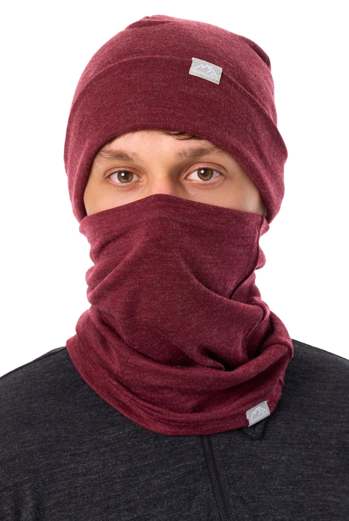 Adult Beanie Burgundy + Gaiter — view 3