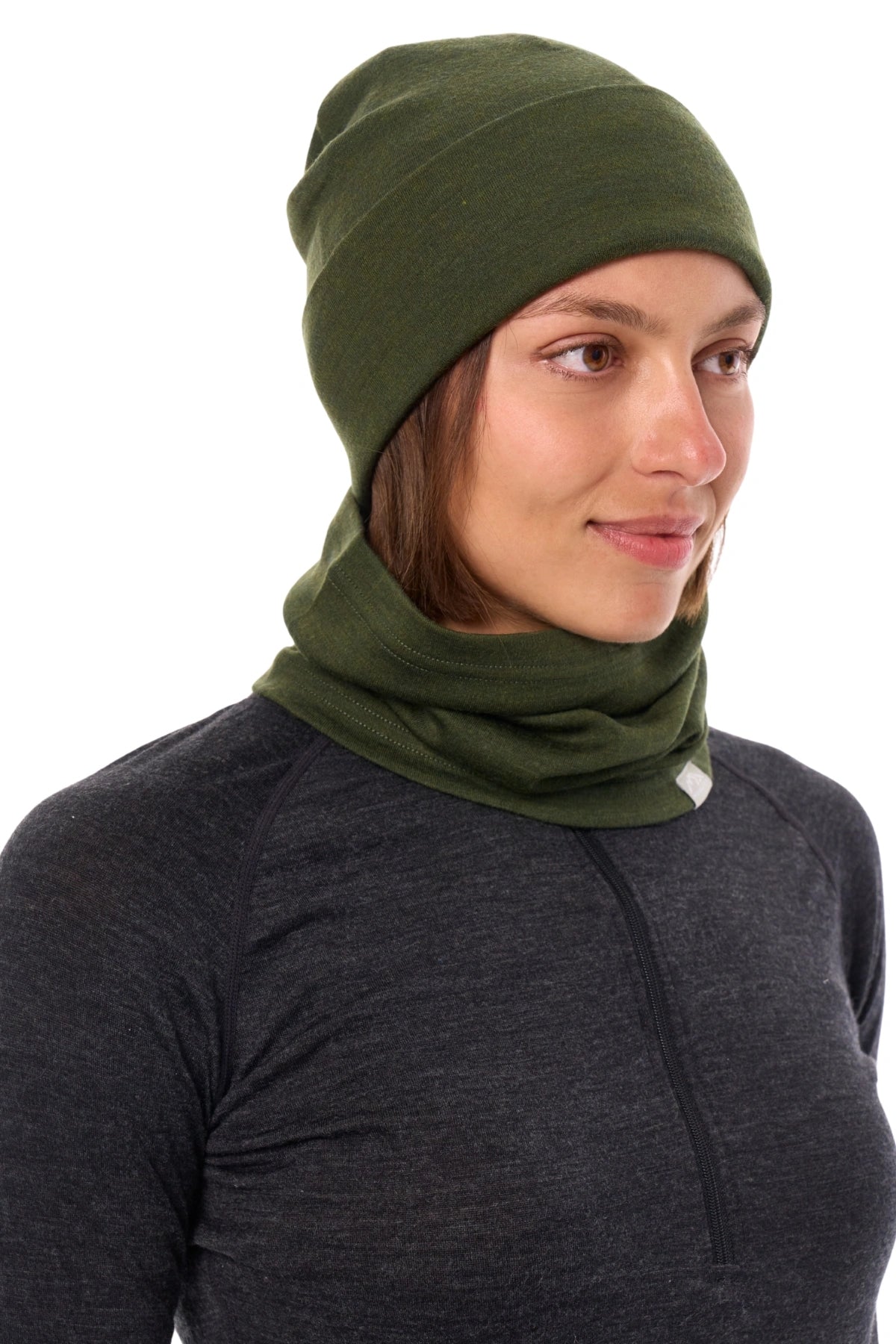 Adult Beanie Army Green + Gaiter — view 2