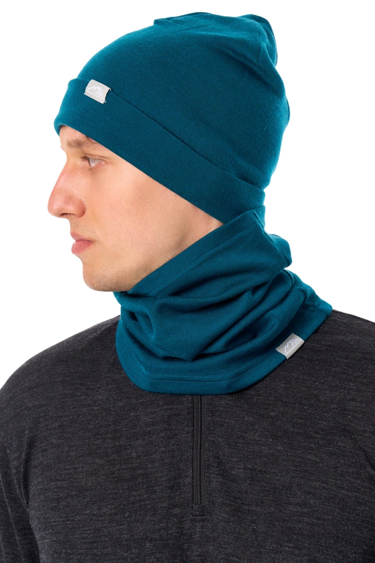 Adult Beanie Deep Teal + Gaiter — view 5