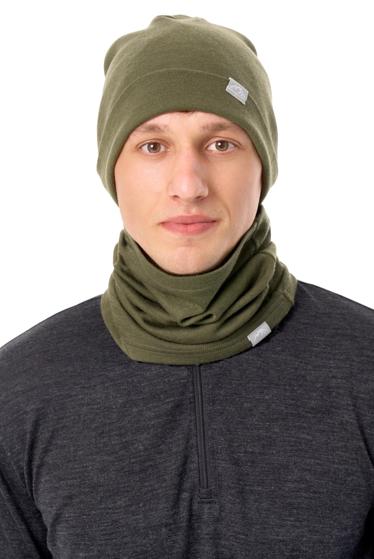 Adult Beanie Dark Olive + Gaiter — view 4