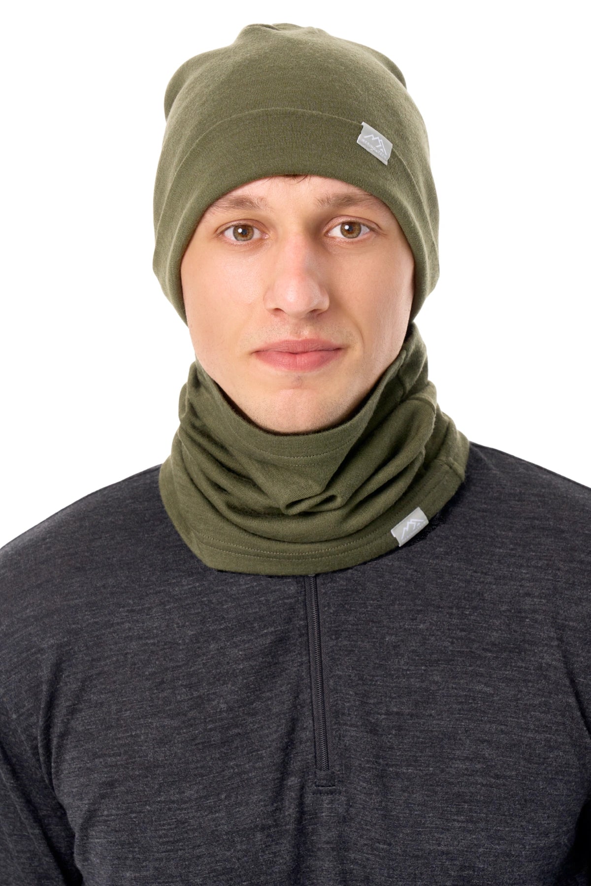 Adult Beanie Dark Olive + Gaiter — view 4