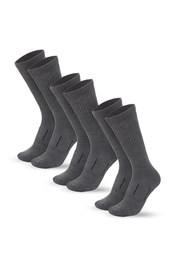 Calcetines de senderismo de lana merino - (Paquete de 3) Gris oscuro