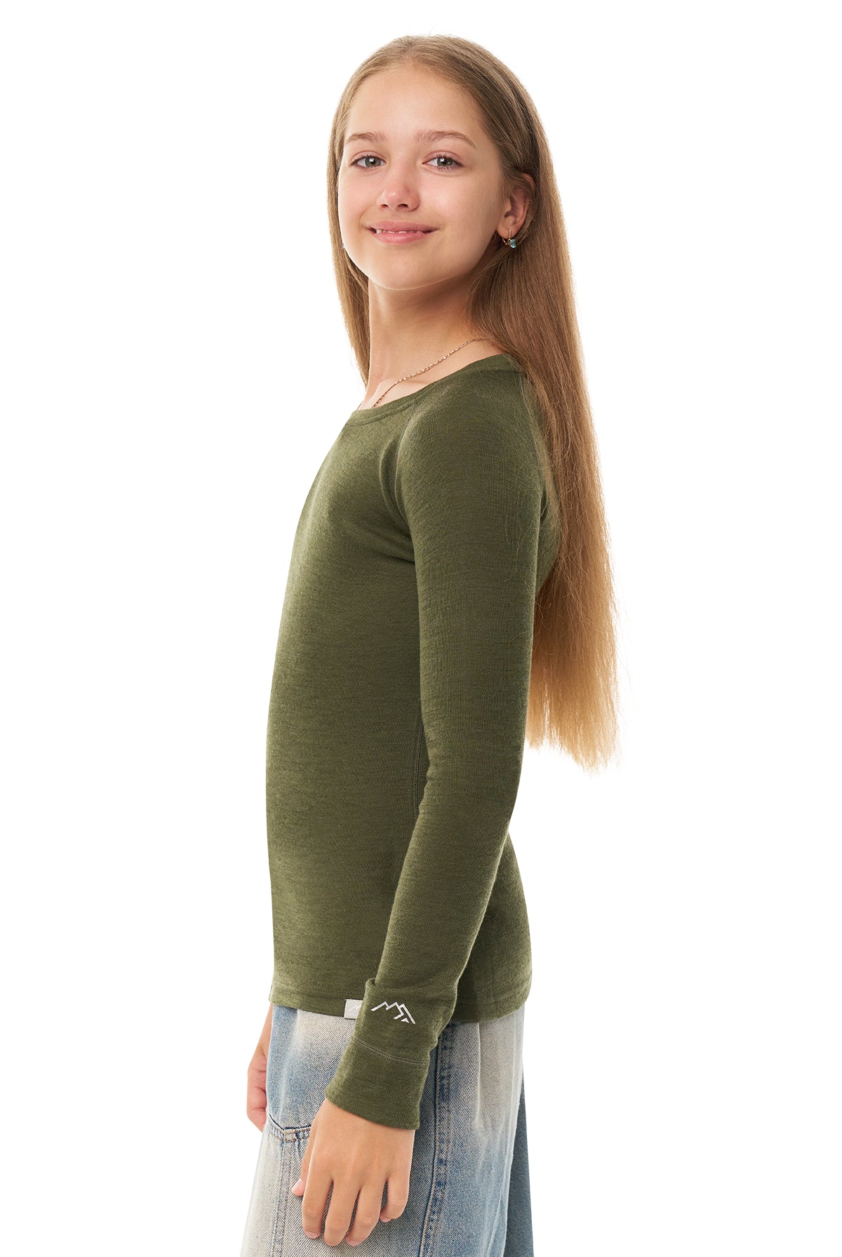 Kids' Merino Wool Long Sleeve 250 Dark Olive — view 3