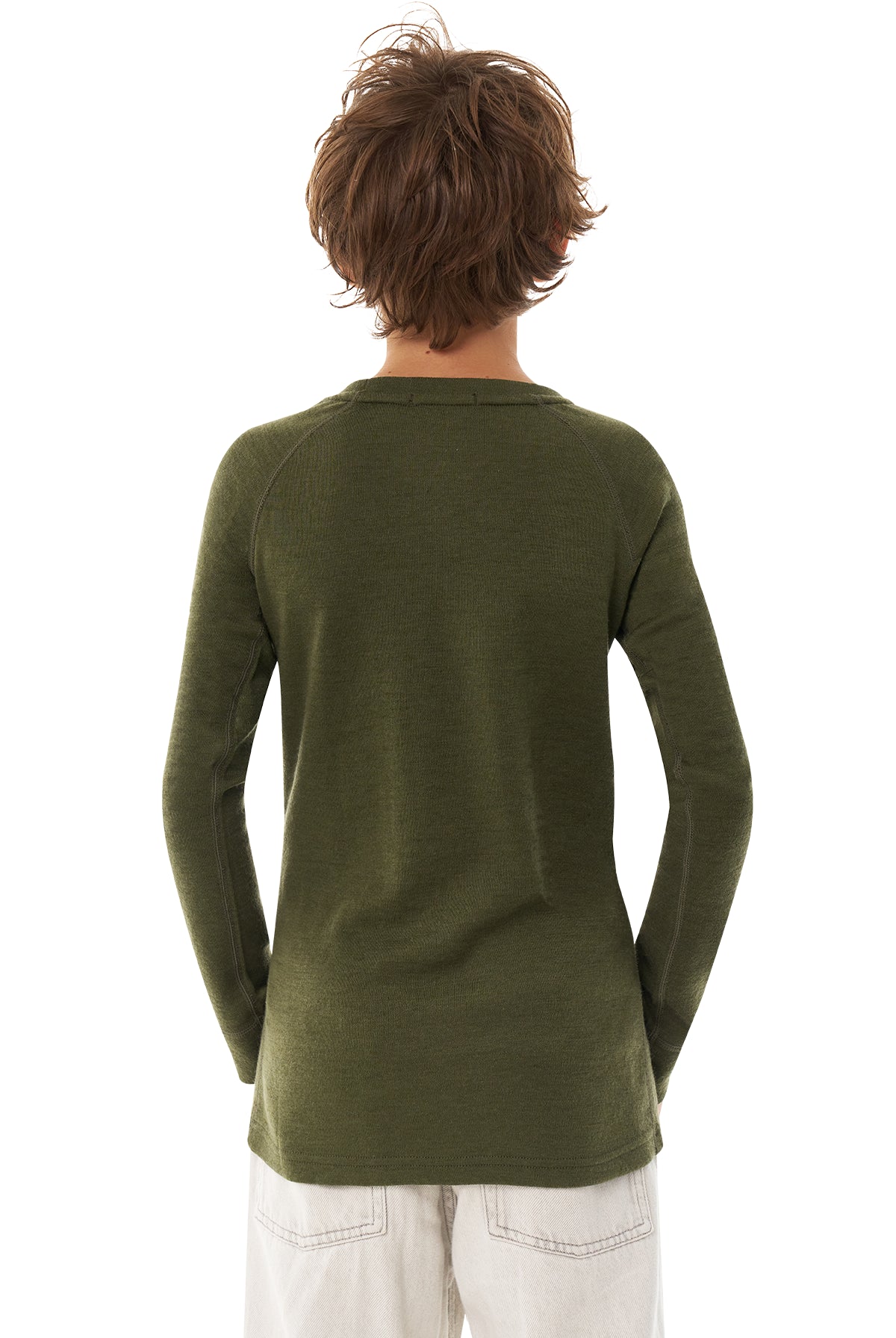 Kids' Merino Wool Long Sleeve 250 Dark Olive — view 6