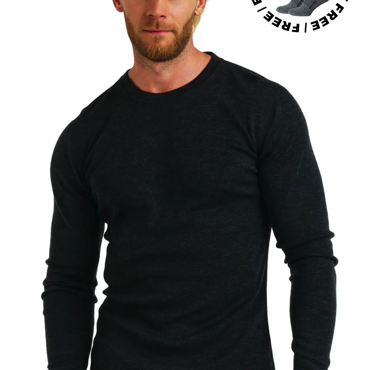 Charcoal Grey Heavyweight Merino Long Sleeve Shirt for Men