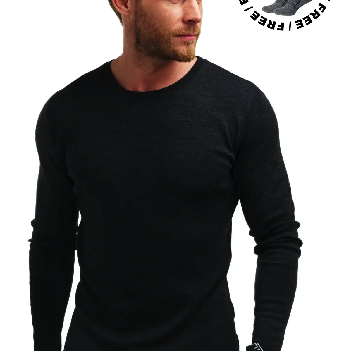 Charcoal Gray Midweight Merino Long Sleeve Shirts for Men