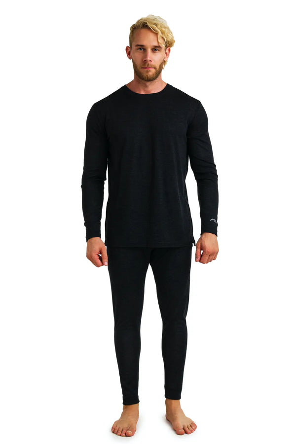 Conjunto Térmico de Merino para Hombre 165 Negro Jaspeado