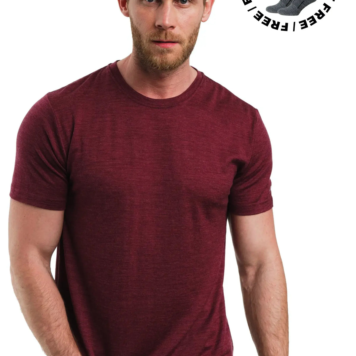 Burgundy men's top crewneck offers T-shirt