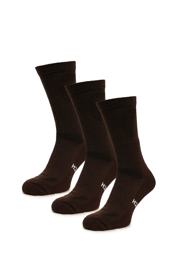Merino Wool Hiking Socks, 3 pack, Brown