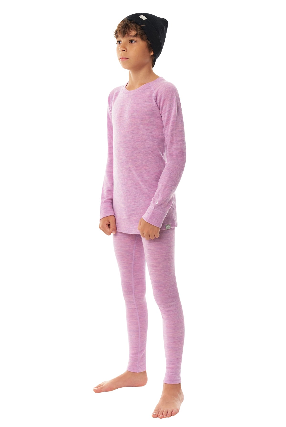 Kids' Merino Set Heather Lilac + Black Beanie — view 6