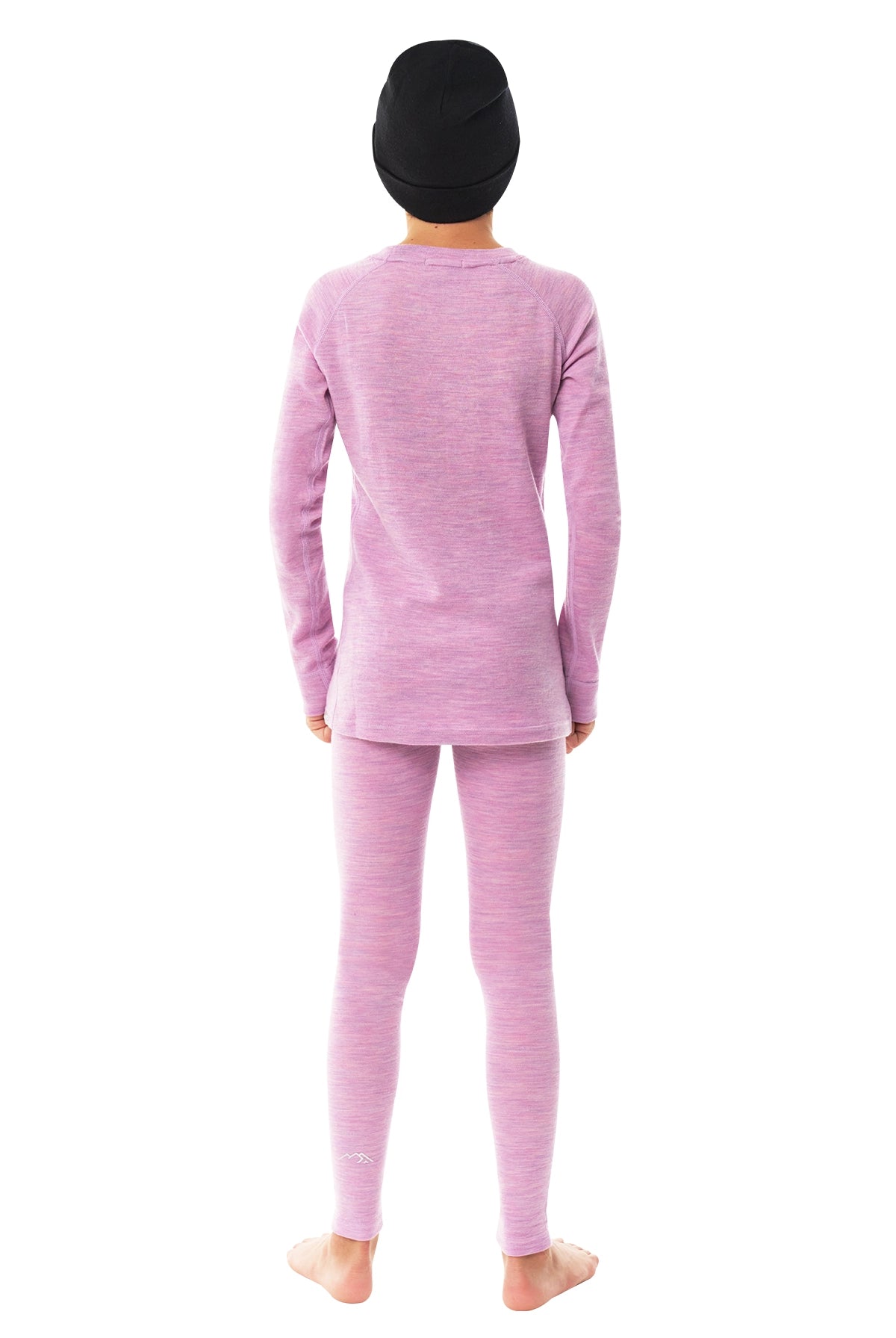 Kids' Merino Set Heather Lilac + Black Beanie — view 5
