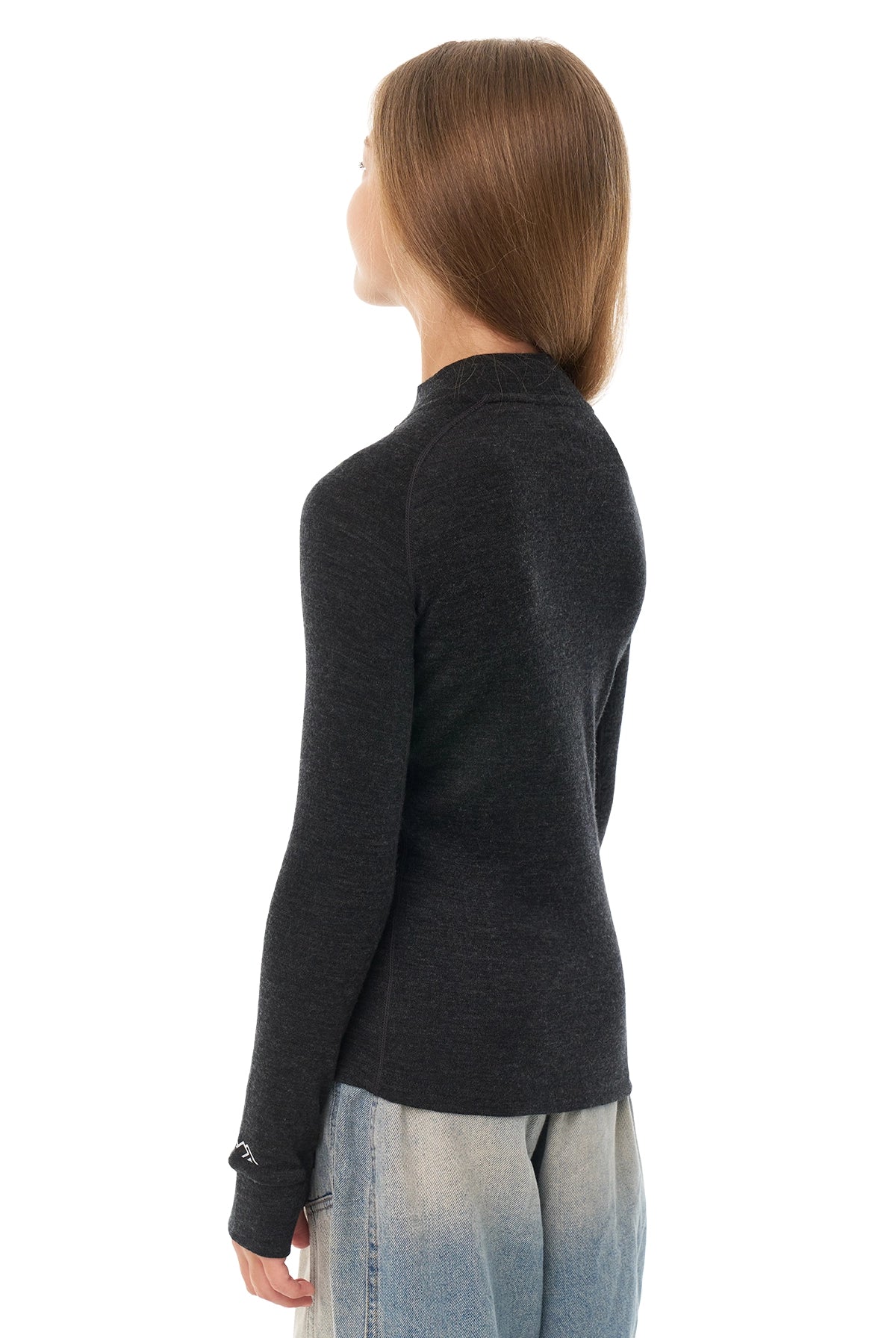 Kids' Merino Turtleneck Long Sleeve 250 Charcoal Grey — view 2